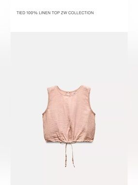 NWT Zara ZW Collection 100% Linen Pink Tank Top Size XLarge.